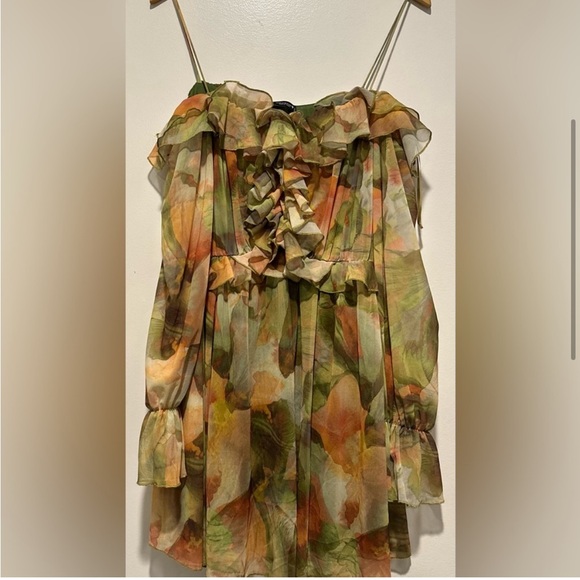 ❌SOLD❌ ZARA Ruffle Printed Tulle Dress - Picture 4 of 9
